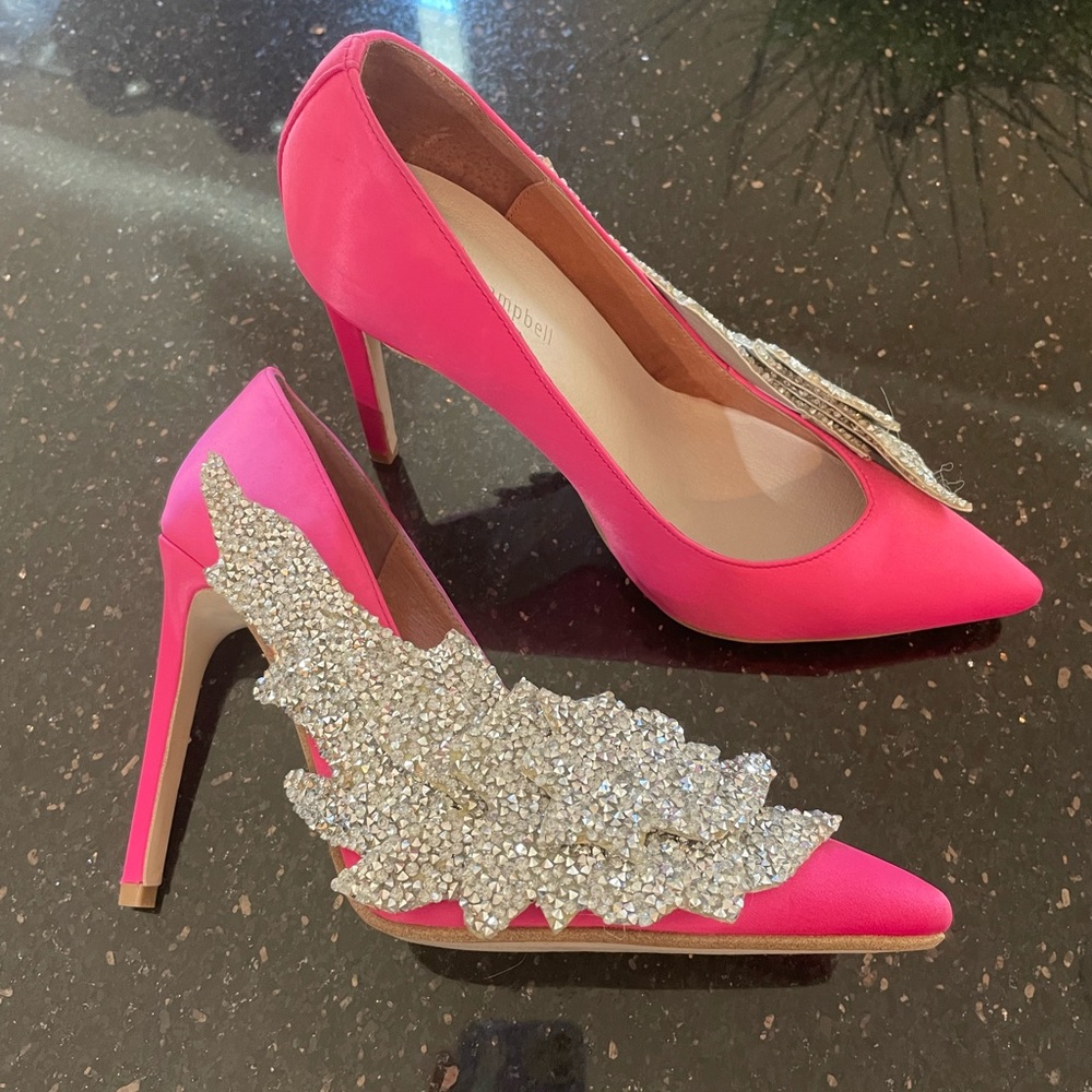 Jeffery Campbell pink rhinestone pump heels